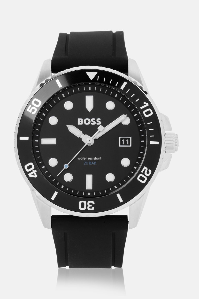 Men 1570141 Silicone Analog Watch 43mm With Bracelet, Black 3