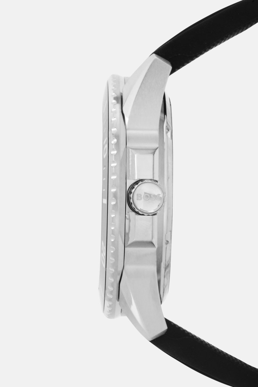 Men 1570141 Silicone Analog Watch 43mm With Bracelet, Black 4