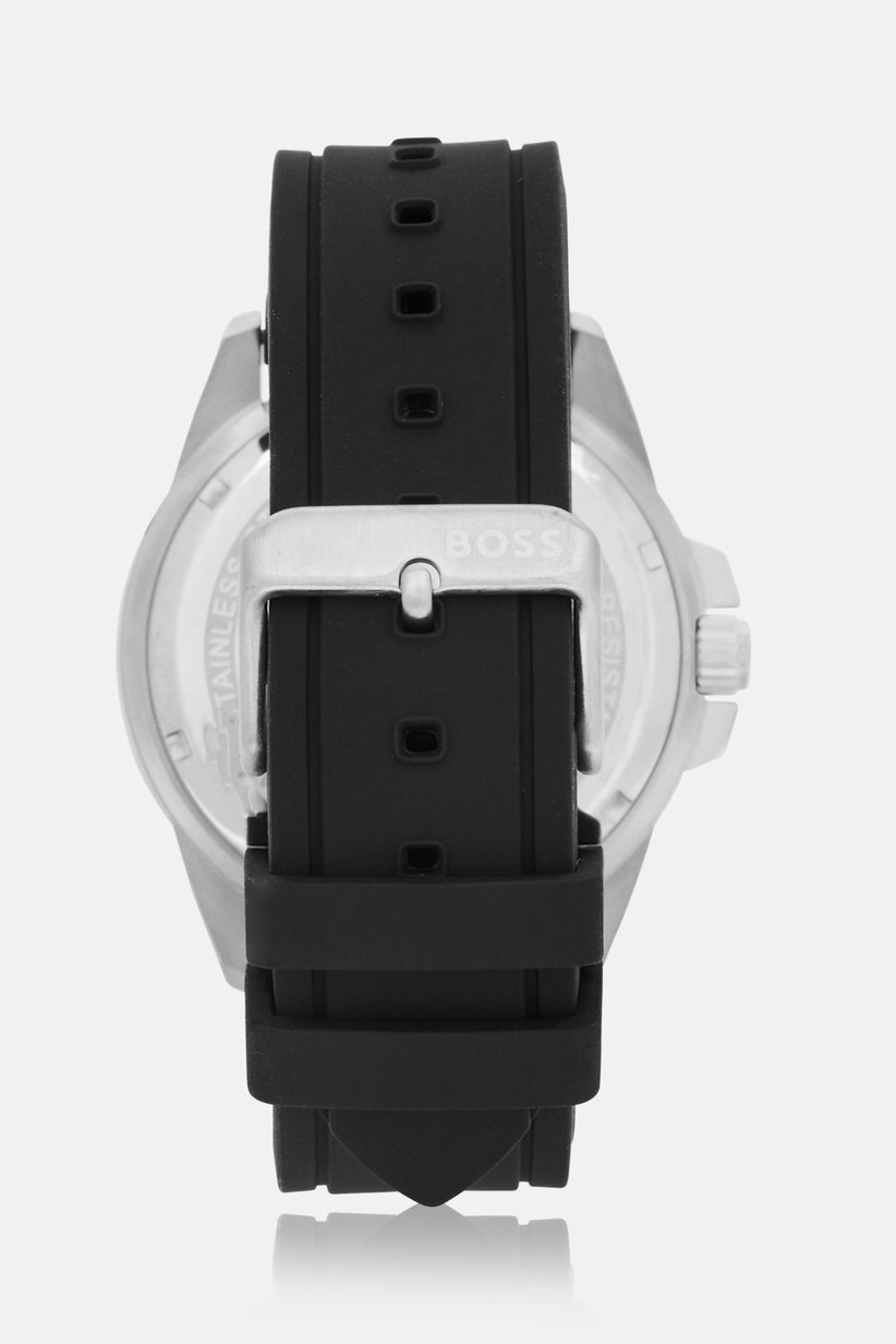 Men 1570141 Silicone Analog Watch 43mm With Bracelet, Black 5