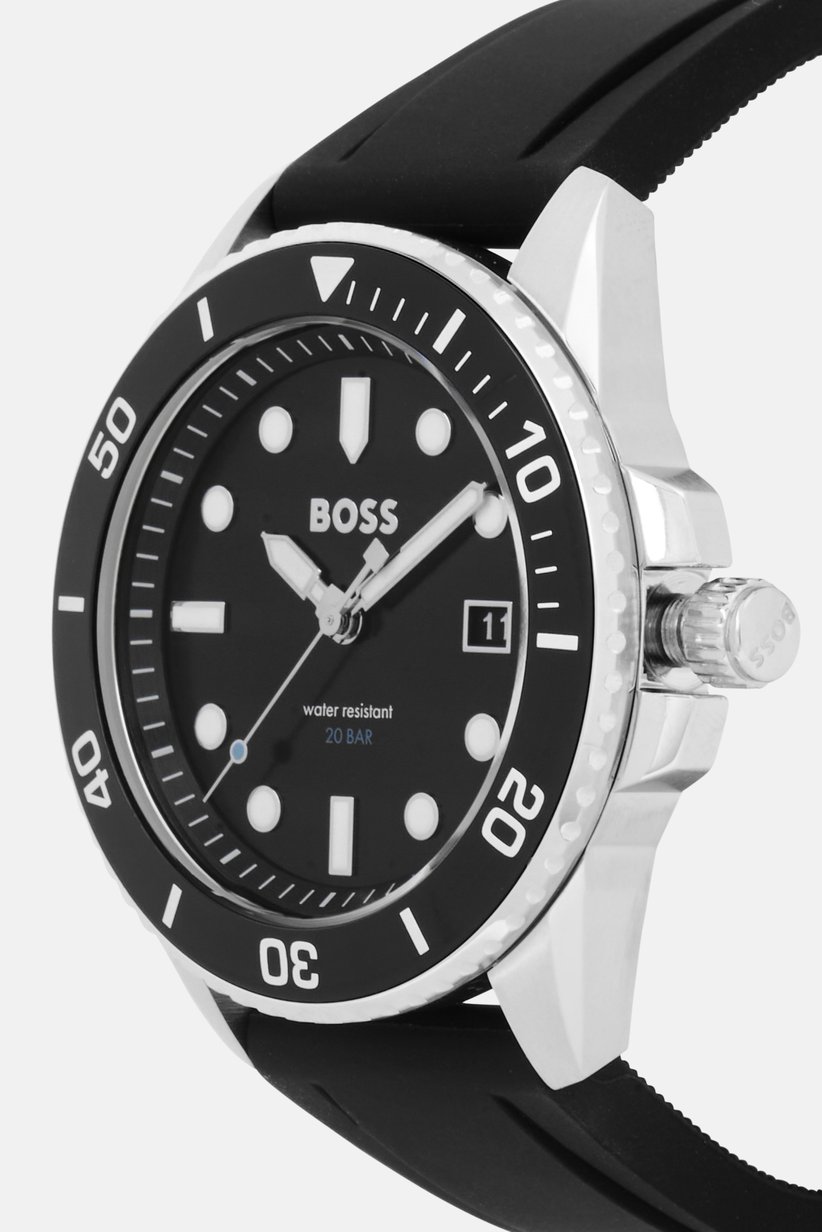 Men 1570141 Silicone Analog Watch 43mm With Bracelet, Black 6