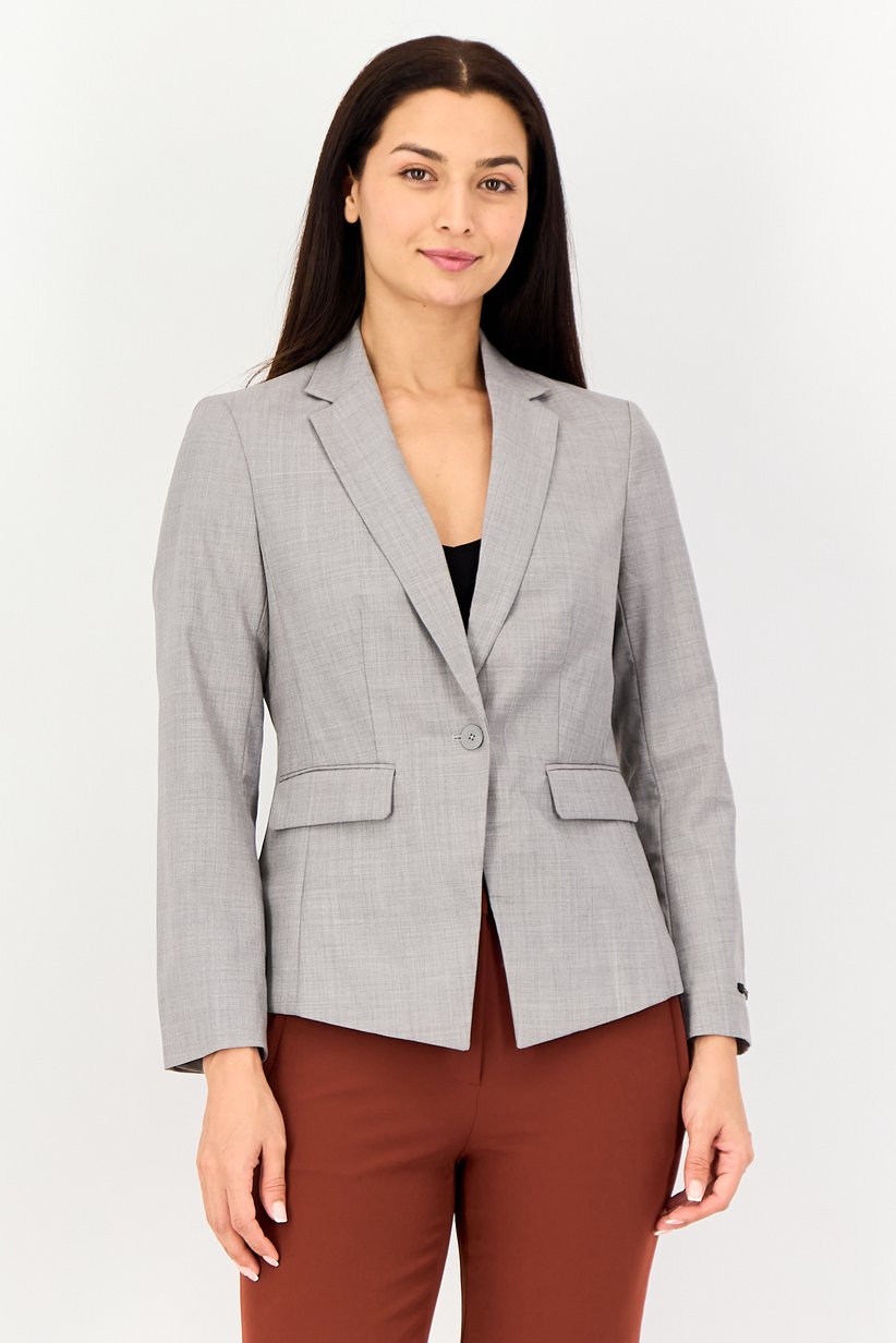 Buy Selected Women Regular Fit Heather Semi Formal Blazer, Light Grey Online | Brands For Less