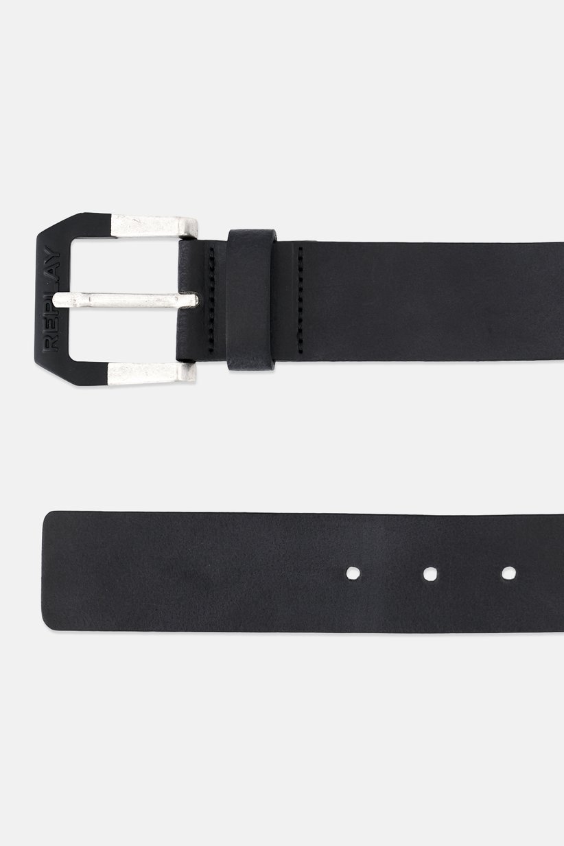 Men Plain Leather Belt, Black 2