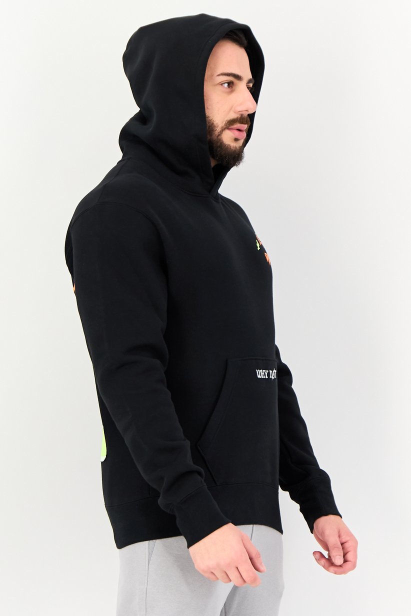 Men Sportswear Fit Long Sleeve Outdoor Hoodie, Black 2