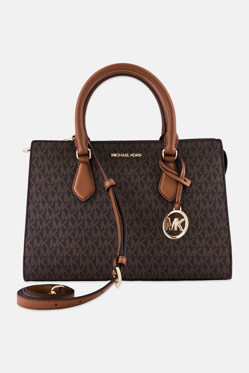 Women Sheila Medium Faux Saffiano Leather Satchel Bag, Brown