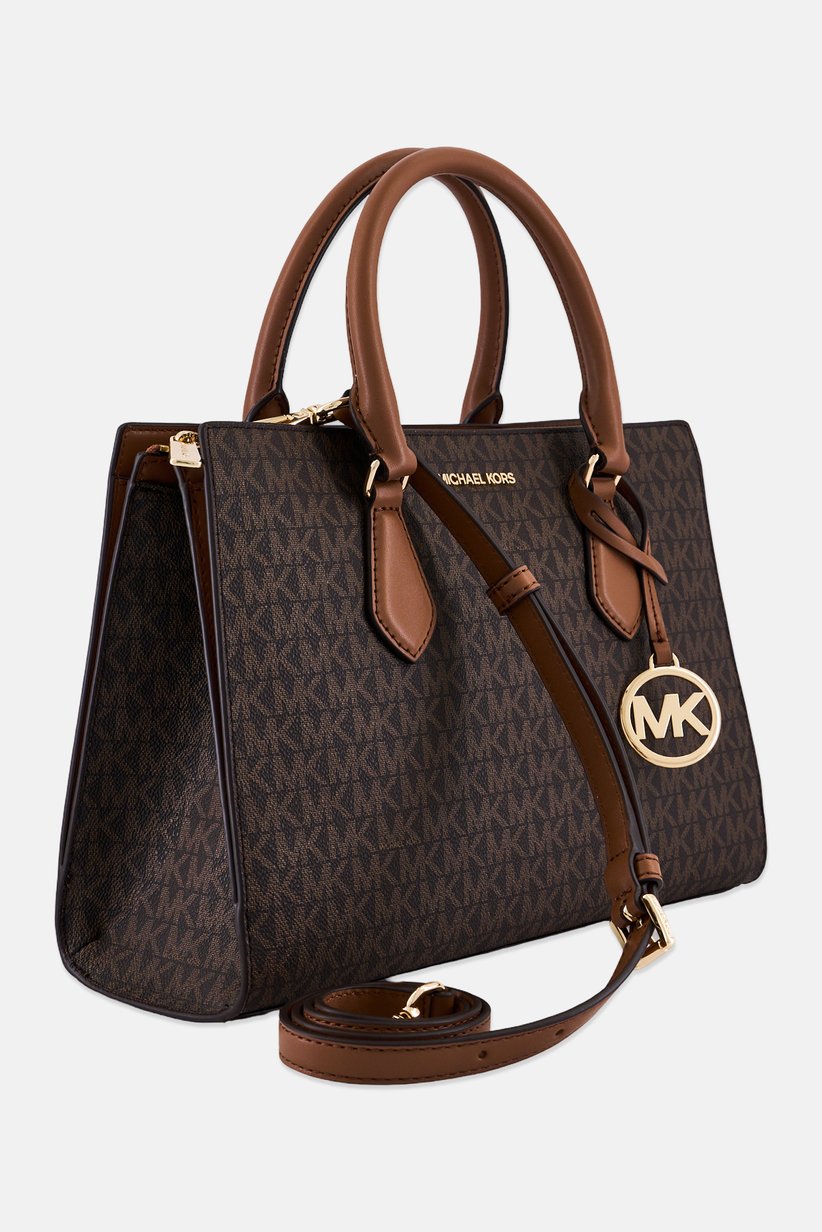 Women Sheila Medium Faux Saffiano Leather Satchel Bag, Brown 3