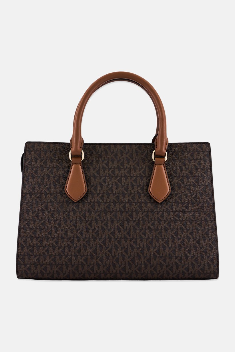 Women Sheila Medium Faux Saffiano Leather Satchel Bag, Brown 4