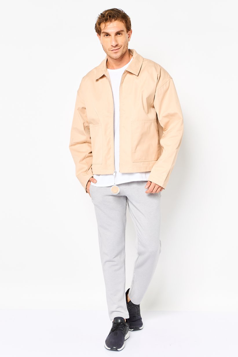 Men Sportswear Fit Long Sleeve Outdoor jacket, Beige 3