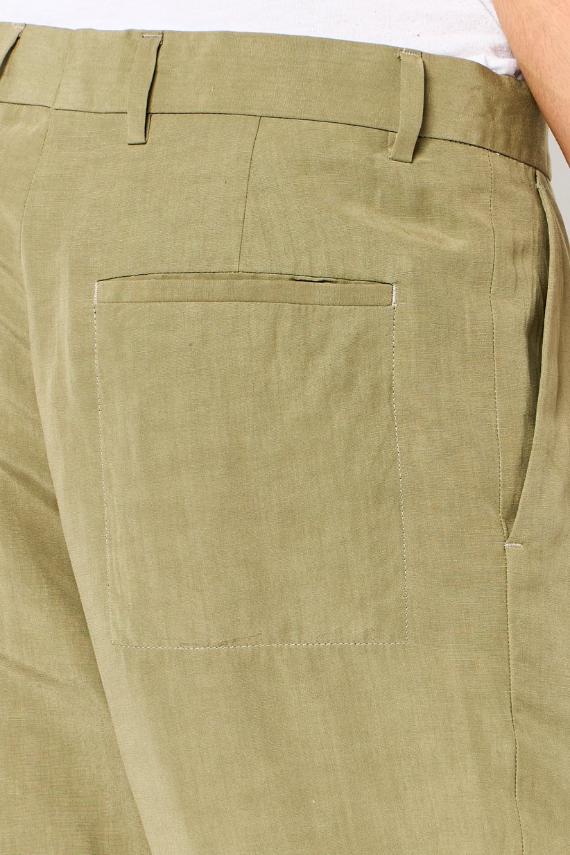 Men Regular Fit Solid Straight Leg Pants, Khaki 2