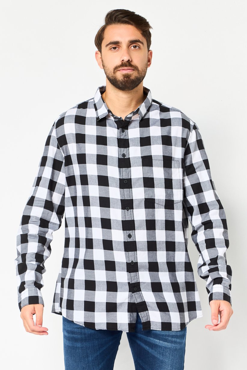 Buy Celio* Men regular Fit Plaid Long Sleeve Casual Shirt, Multicolor Online | Brands For Less
