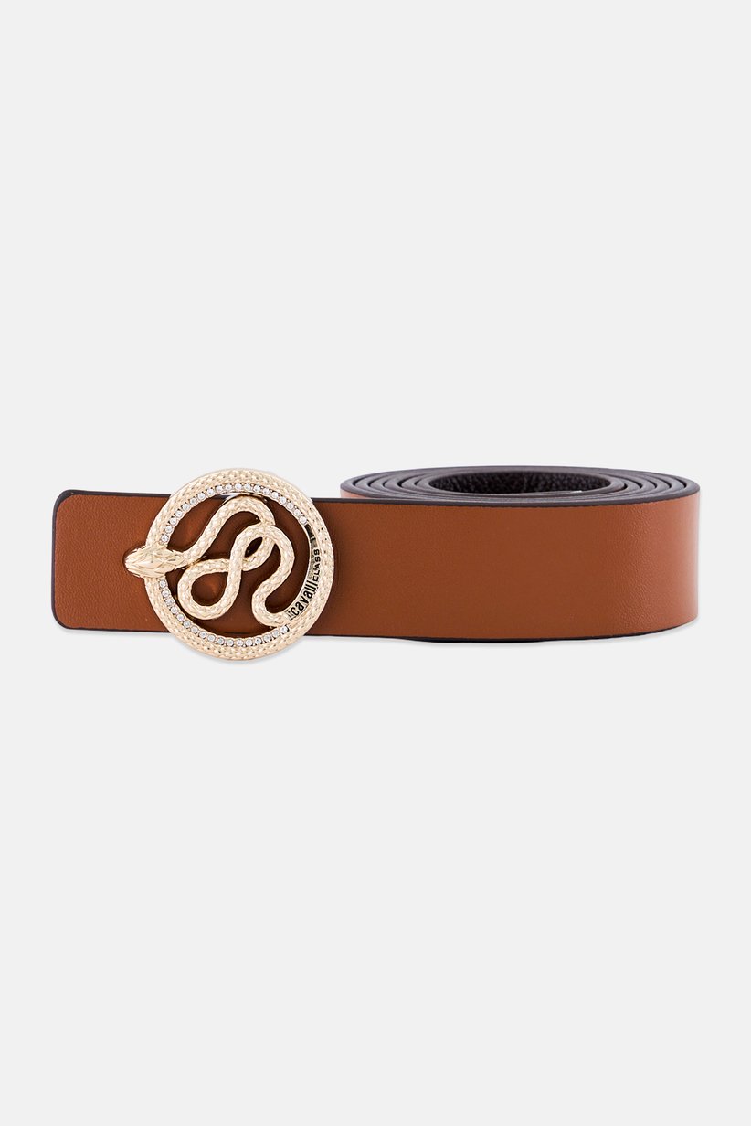 Buy Cavalli Class Women Reversible Gold Buckle Leather Belt  display picture 1