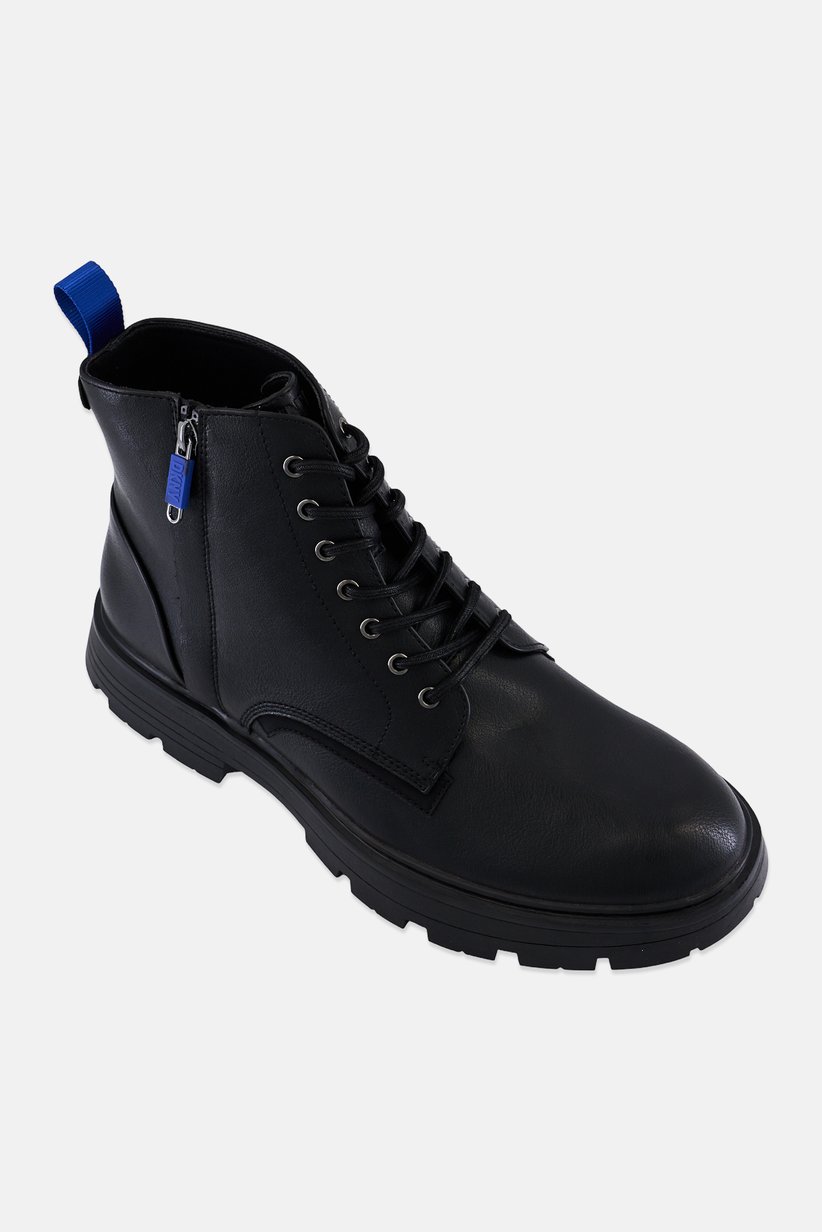 Buy DKNY Men Suffix Lace Up With Side Zip Boots, Black 