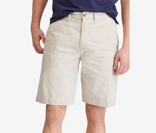 Mens Relaxed Fit Twill Shorts, Beige
