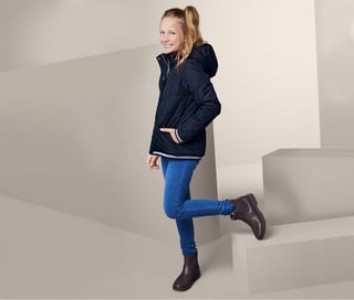 Kids Girls Long Sleeve Hooded Warm Jacket, Navy