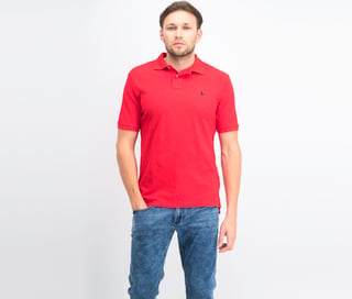 Men Classic,Fit Mesh Polo, Red