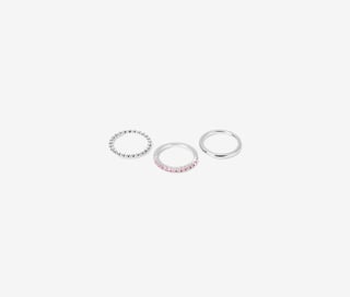 Women 3 Piece Ring Set, Silver