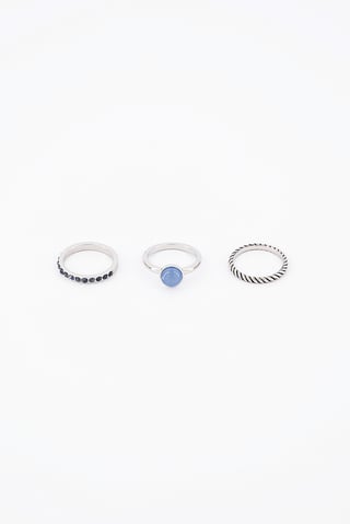 Women Set of 3 Rings, Silver