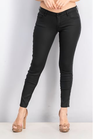 Women Marilyn Skinny Belt Loops Pants, Black