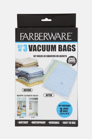 Set Of 3 Vacuum Bags, Transparent