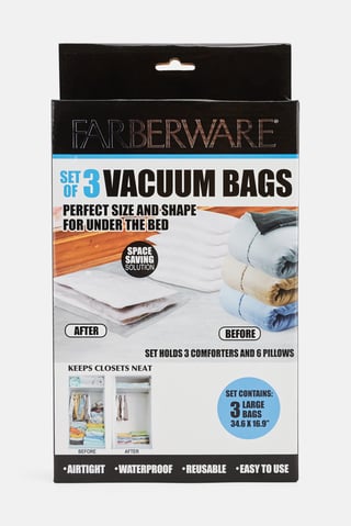 Set Of 3 Vacuum Bags, Transparent