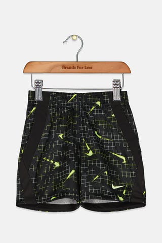 Toddlers Boy Allover Print Drawstring Shorts, Black Combo