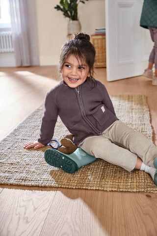 Toddlers Girl Crew Neck Textured Cardigan, Purple