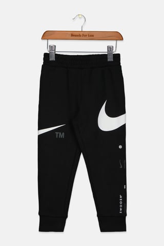Toddlers Boy Brand Logo Pull Jogger Pants, Black and White