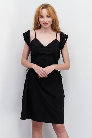 Women Plain Cut Out Mini Dress, Black
