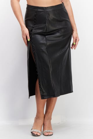 Women Plain Midi Skirt, Black