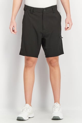 Men Regular Fit Solid Basic Shorts, Black
