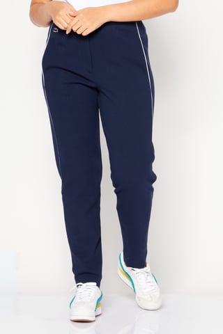 Women Regular Fit Embroidered Logo Straight Pants, Navy Blue