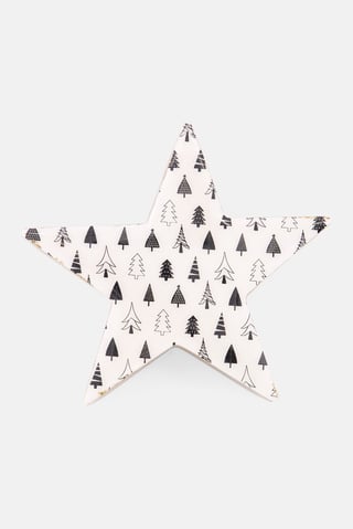 Wooden Decorative Star, White/Natural