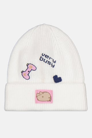 Kids Girl Graphic Beanie, White Combo