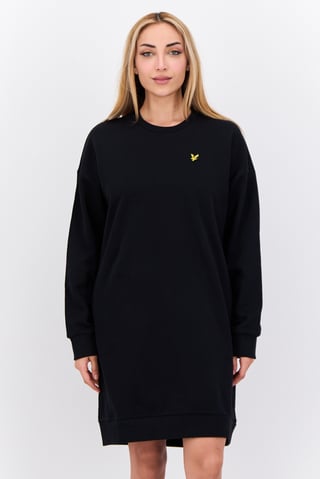 Women Embroidered Logo Sweatshirt Dress, Black