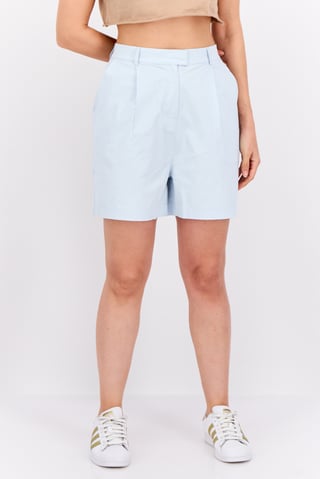 Women Embroidered Logo Chino Shorts, Light Blue