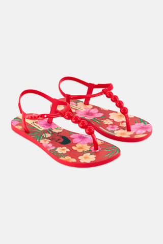 Women Adjustable Buckle Closure Sandal,  Red Combo