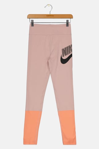 Kids Girl Tight Fit Brand Logo Training Leggings, Old Rose
