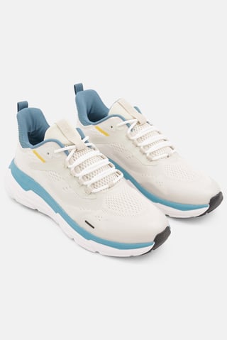 Men Mesh Lightweight Lace Up Running Shoes, Off White