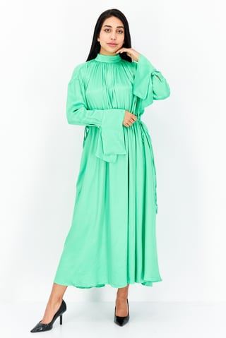Asos Design Women Oversized Solid Drawstring Detail Maxi Dress, Green