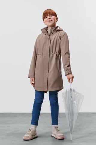 Kids Girl Long Sleeve Hooded Jackets, Light Tan