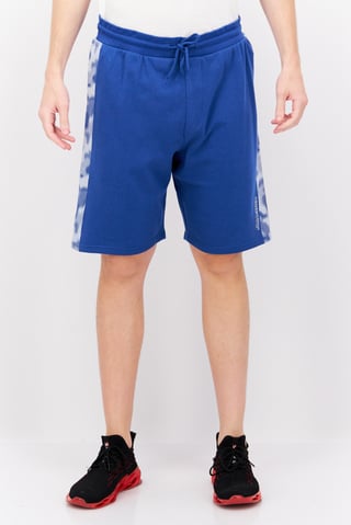 Men Drawstring Brand Logo Basic Shorts, Blue