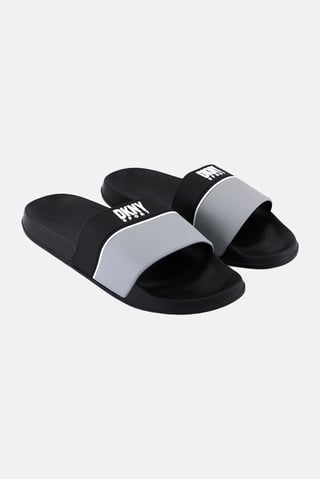 DKNY Sport Men Brand Logo Slip On Slides, Black