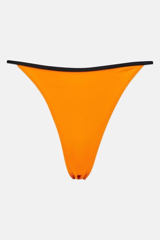 Women Plain Pull On Bikini Bottom, Orange/Black