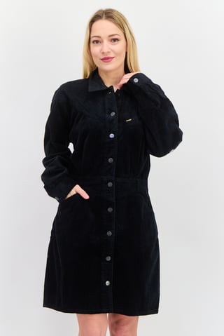 Women Corduroy Mini Dress, Black