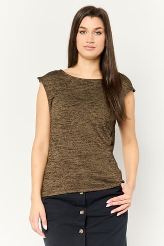 DKNY Pure Women Round Neck Sleeveless Space Dye Top, Multicolor