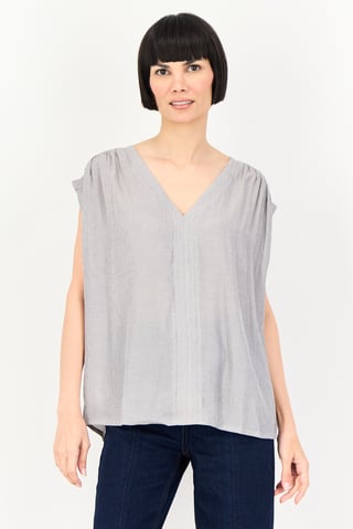 Women V-Neck Textured Sleeveless Tank Top, Grey