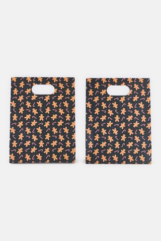 Set Of 2 Pieces Allover Print Christmas Gift Paper Bag, Multicolor