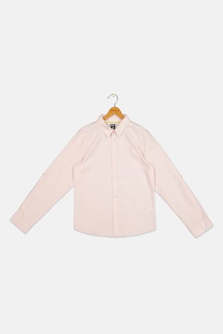 Kids Boy Regular Fit Solid Long Sleeves Casual Shirt, Pink