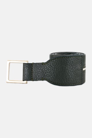 Women Solid Leather Belt, Green