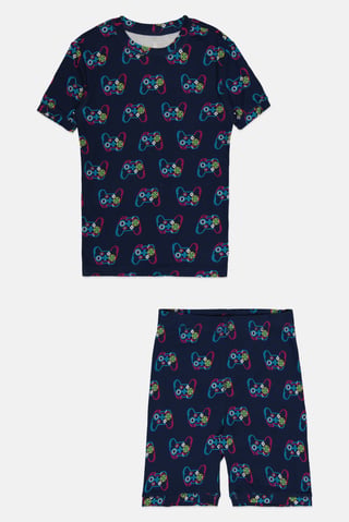 Kids Boy 2 Pcs Allover Print Long Sleeves Top And Short Set, Multicolor