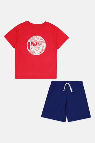 Kids Boy Crew Neck Short Sleeve Graphic Print T-Shirt And Shorts, Multicolor